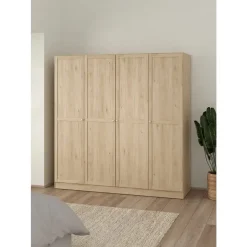 Leen Bakker Kledingkast Lynn 4-deurs - eikenkleur - 200x196x62 cm Sale