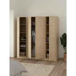 Leen Bakker Kledingkast Lynn 4-deurs - eikenkleur - 200x196x62 cm Sale