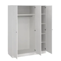 Leen Bakker Kledingkast Lynn 3-deurs - wit - 200x147x62 cm Discount