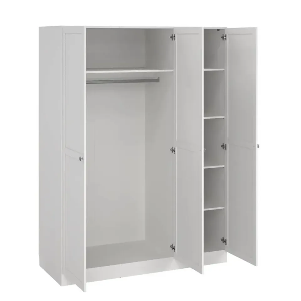 Leen Bakker Kledingkast Lynn 3-deurs - wit - 200x147x62 cm Discount