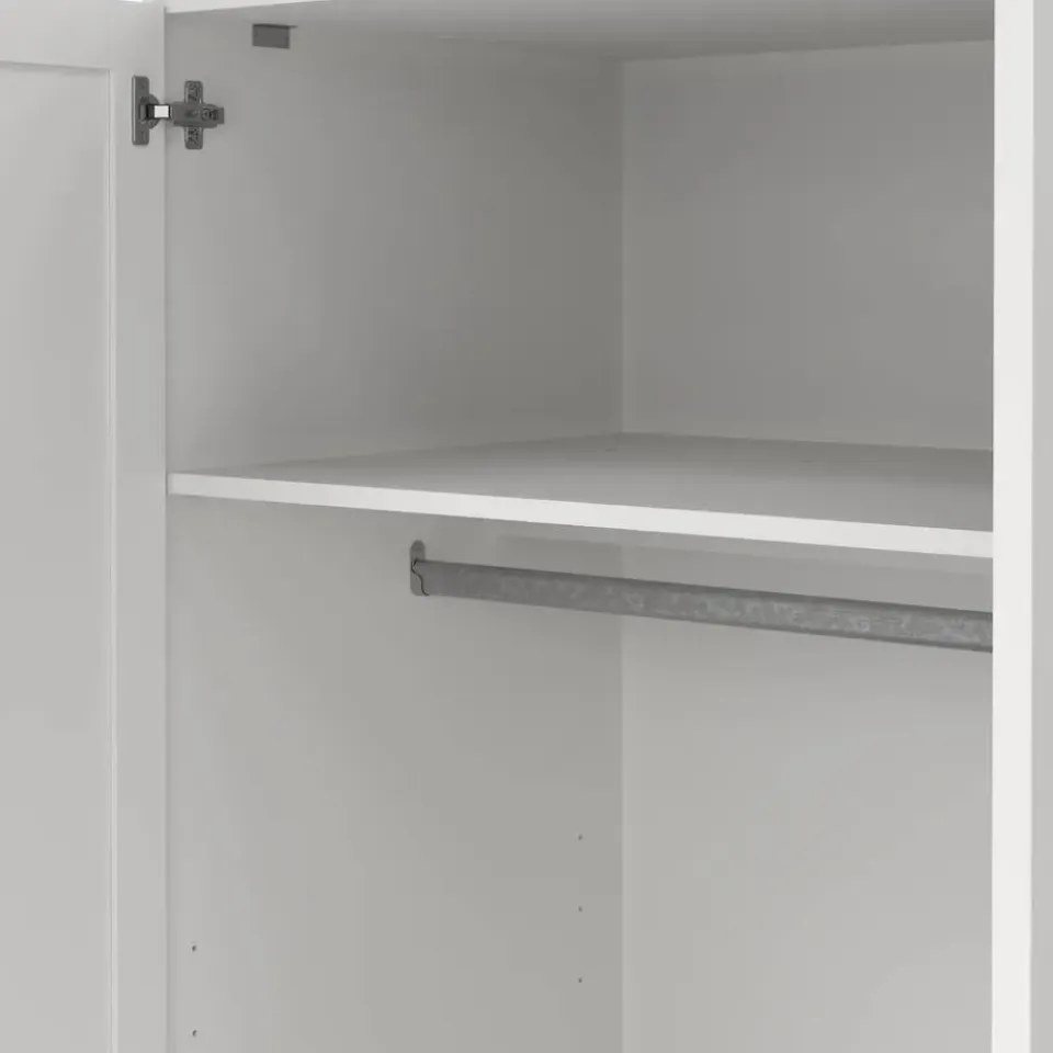 Leen Bakker Kledingkast Lynn 3-deurs - wit - 200x147x62 cm Discount