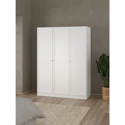 Leen Bakker Kledingkast Lynn 3-deurs - wit - 200x147x62 cm Discount