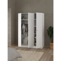 Leen Bakker Kledingkast Lynn 3-deurs - wit - 200x147x62 cm Discount