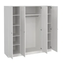 Leen Bakker Kledingkast Lynn 4-deurs - wit - 200x196x62 cm Clearance