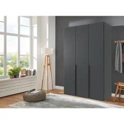 Leen Bakker Kledingkast Milaan 3-deurs- grafiet - 208x135x58 cm Sale
