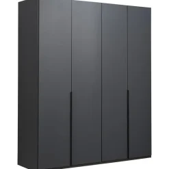 Leen Bakker Kledingkast Milaan 4-deurs- grafiet - 208x180x58 cm Online