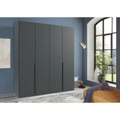 Leen Bakker Kledingkast Milaan 4-deurs- grafiet - 208x180x58 cm Online
