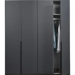 Leen Bakker Kledingkast Milaan 4-deurs- grafiet - 208x180x58 cm Online