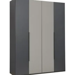 Leen Bakker Kledingkast Milaan 4-deurs - grafiet/greige -236x180x58 cm Hot