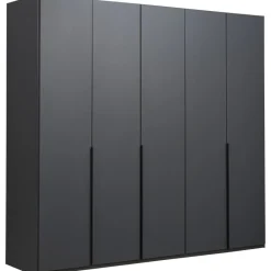 Leen Bakker Kledingkast Milaan 5-deurs - grafiet - 208x225x58 cm Clearance