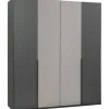 Leen Bakker Kledingkast Milaan 4-deurs - grafiet/greige - 208x180x58 cm Online