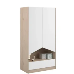 Parisot Kledingkast Shelby met 2 deuren en 1 lade - eik/wit Hot
