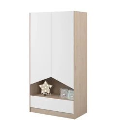 Parisot Kledingkast Shelby met 2 deuren en 1 lade - eik/wit Hot
