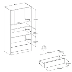 Parisot Kledingkast Shelby met 2 deuren en 1 lade - eik/wit Hot