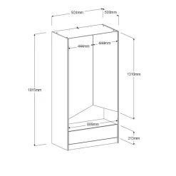 Parisot Kledingkast Shelby met 2 deuren en 1 lade - eik/wit Hot