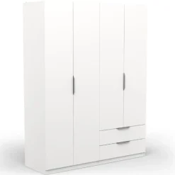 CBA Kledingkast Spectre 157cm 4 deuren & 2 lades - mat wit Best