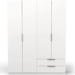 CBA Kledingkast Spectre 157cm 4 deuren & 2 lades - mat wit Best