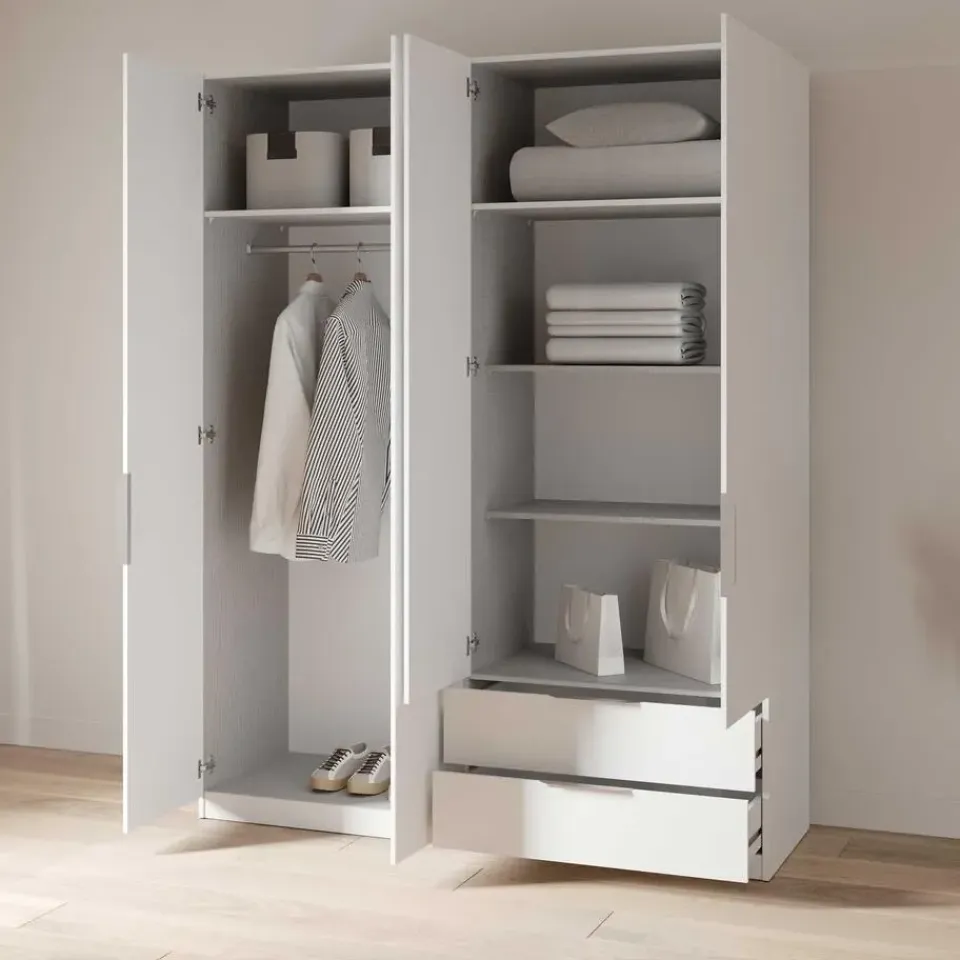 CBA Kledingkast Spectre 157cm 4 deuren & 2 lades - mat wit Best