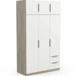 CBA Kledingkast Spectre 120cm 6 deuren & 2 lades - mat wit/eik Clearance