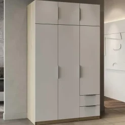 CBA Kledingkast Spectre 120cm 6 deuren & 2 lades - mat wit/eik Clearance