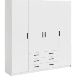 Leen Bakker Kledingkast Sprint 4-deurs - wit - 200x196x50 cm Discount
