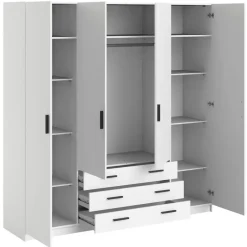 Leen Bakker Kledingkast Sprint 4-deurs - wit - 200x196x50 cm Discount