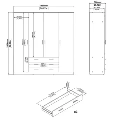 Leen Bakker Kledingkast Sprint 4-deurs - wit - 200x196x50 cm Discount