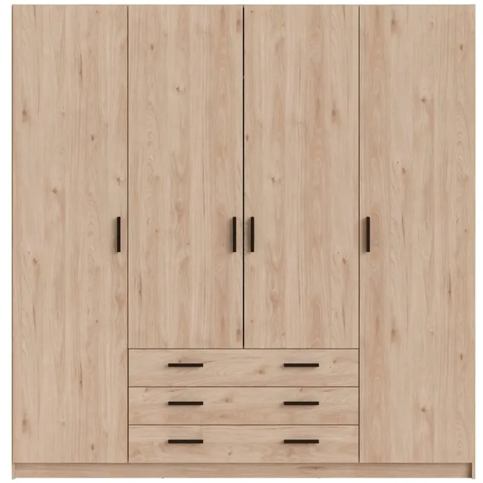 Leen Bakker Kledingkast Sprint 4-deurs - eikenkleur - 200x196x50 cm Discount