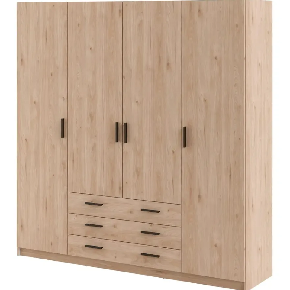 Leen Bakker Kledingkast Sprint 4-deurs - eikenkleur - 200x196x50 cm Discount