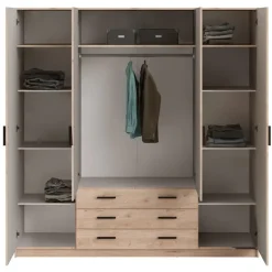 Leen Bakker Kledingkast Sprint 4-deurs - eikenkleur - 200x196x50 cm Discount