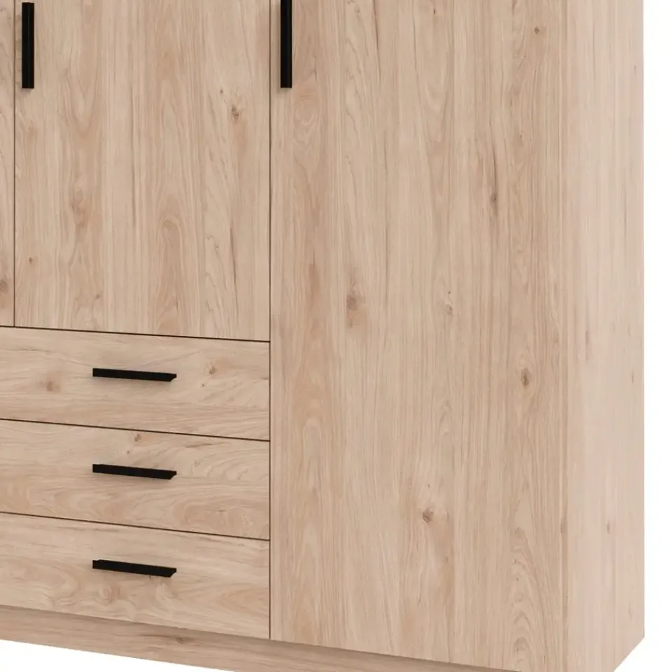 Leen Bakker Kledingkast Sprint 4-deurs - eikenkleur - 200x196x50 cm Discount