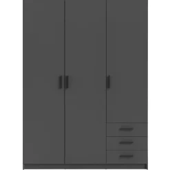 Leen Bakker Kledingkast Sprint 3-deurs - antracietkleur - 200x147x50 cm Best