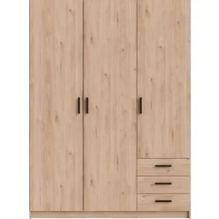 Leen Bakker Kledingkast Sprint 3-deurs - eikenkleur - 200x147x50 cm Best