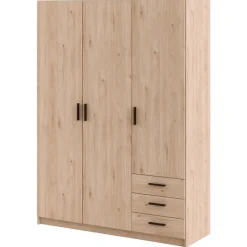 Leen Bakker Kledingkast Sprint 3-deurs - eikenkleur - 200x147x50 cm Best