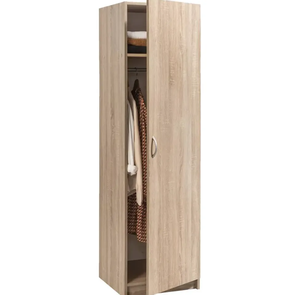 Leen Bakker Kledingkast Varia 1-deurs - licht eiken - 175x49x50 cm Discount