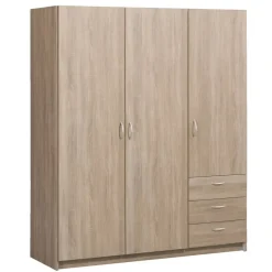 Leen Bakker Kledingkast Varia 3-deurs - licht eiken - 175x146x50 cm Hot
