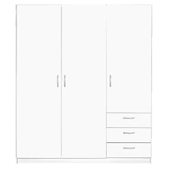Leen Bakker Kledingkast Varia 3-deurs - wit - 175x146x50 cm