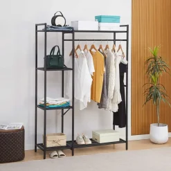 Emob Exclusive Kledingrek Marek - 120x40x171cm - zwart metaal Clearance