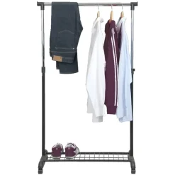 Leen Bakker Kledingrek op wieltjes - zwart/chroom - enkel rek Outlet