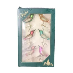 Krebs Decoratie vogels - 6x - op clip - gekleurd - 9 cm - glas Hot