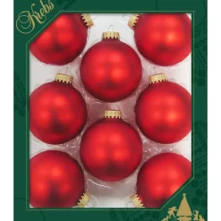 Krebs Kerstballen - 8 stuks - vuurrood - glas - 7 cm Sale