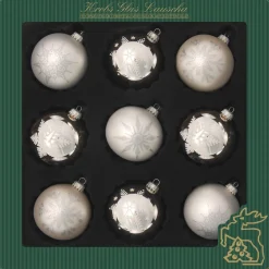 Krebs Kerstballen - 9 stuks - zilver - glas - 8 cm Sale