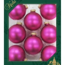 Krebs Kerstballen - bubbelgum roze - 8x - glas - 7 cm Best