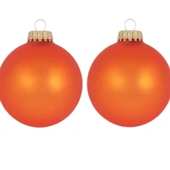 Krebs Kerstballen - wildfire velvet oranje - 8x - glas - 7 cm