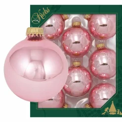 Krebs kerstballen - 8x st - pink blush lichtroze - 7 cm - glas Best