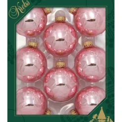 Krebs kerstballen - 8x st - pink blush lichtroze - 7 cm - glas Best