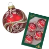 Krebs luxe gedecoreerde kerstballen - 4x - rood - 7 cm Discount