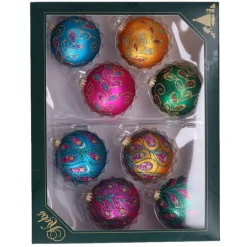 Krebs Luxe kerstballen - 8x st - gekleurd - D7 cm - glas Outlet