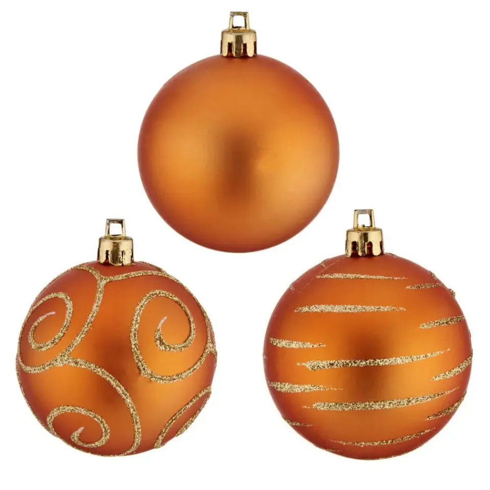 Krist+ Kerstballen - 30x - oranje - kunststof - 6 cm Hot