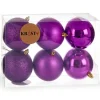 Krist+ kerstballen - 6x st - paars - kunststof - 8 cm Outlet